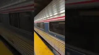 Amtrak train with baggage car at Penn Station