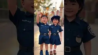 Cute Kids Dressed as Bunny & Fox Police Melt Hearts 🥹👮&zwj;♀️👮&zwj;♂️ #shorts #cute  #cosplay #zootopia