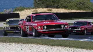 Replica of Allan Moffat's 1969 Boss 302 TransAm Mustang Coca Cola Phillip Island Classic 2023 Coke