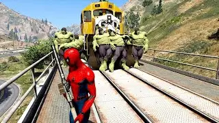 GTA 5 : STOPPING THE CRAZY TRAIN - ( Train vs Car Minigun Tank Fire Truck Dozer Plane Helicopter )