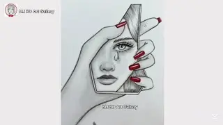 Sad girl Sketch drawing easy || Sad girl Art 😱 Girl Art & drawing ||✍️M.I 3D Art...