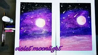 Beautiful Moon light scenery drawing with oil pastel for beginners| noonus vlog