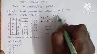 A logic circuit provides the output to y as per the following truth table| neet 2024 physics tamil