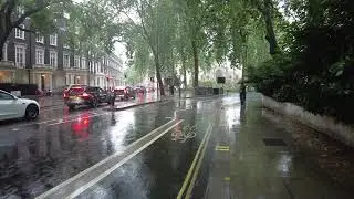 Short walk from Sussex Gardens to Lancaster Gate in the rain ASMR sleeping sound