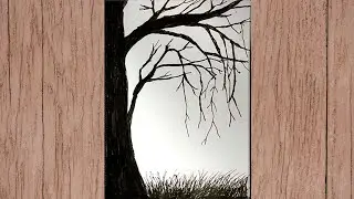 How to draw Tree Silhouette scenery  - step by step - SHN Best Art