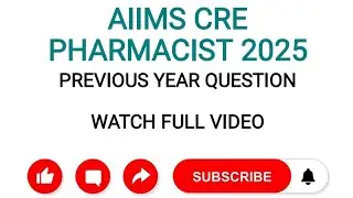 AIIMS CRE PHARMACIST 2025 PREVIOUS YEAR QUESTION PAPER 📜 WITH ANSWER #MCQ #Pharmacist #exam #rrb #di