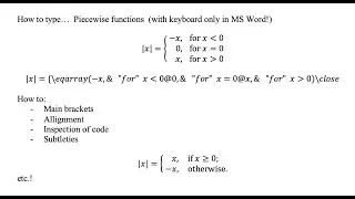Typing Piecewise Functions with Equation Array (\eqarray) | EFFICIENT Maths Typing in Word series