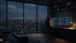 Deep Focus at Night | Modern Workspace Wallpaper for Study, Work & Concentration