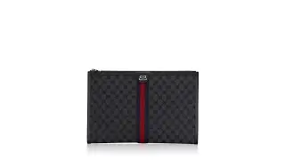Gucci X Balenciaga The Hacker Project BB Supreme Web Ophidia Large Pouch Black