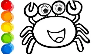 Glitter Rainbow Crab Drawing and Coloring | Learn Colors for Kids, Toddlers |Bonbon Toy Art
