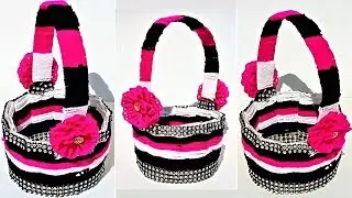 DIY  Plastic Bottle Basket Using Wool | Best Out Of Waste Plastic Bottle Craft | Woolen Craft Ideas