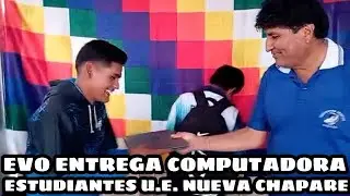 EVO MORALES PREMIA ESTUDIANTES CON TALENTOS POR DECLAMACI&Oacute;N DE LA UNIDAD EDUCATIVA NUEVA CHAPARE