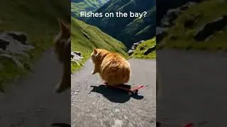 🛹 This cat is speedrunning for sushi!🐟💨 #SkateCat #FishRush #CatShorts