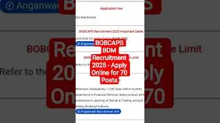 BOBCAPS BDM Recruitment 2025 - Apply Online for 70 Posts #ytshorts