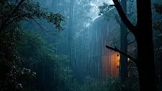 Rain Sound in the Forest House at Night 🌲 Relaxing Sleep & Stress Relief Ambience