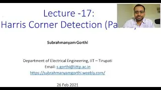 L17 - Harris Corner Detector (Part-1 of 2)