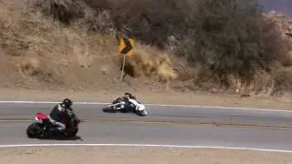 Motorcycle Crash - Suzuki SV650 Lowsides on Mulholland Hwy