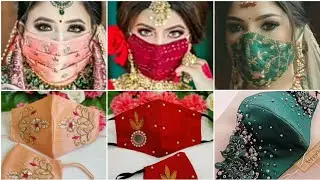 Latest beautiful party wear fancy face mask designs/fancy masks for wedding/Bridal mask design  SG