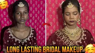 Long Lasting Dark Dusky Skin Bridal Makeup Step by Step / ब्राइडल मेकअप ट्यूटोरियल 