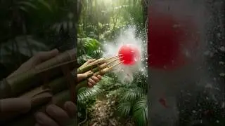 Triple Shot Bamboo Launcher vs Powder Balloon  #diy #viral
