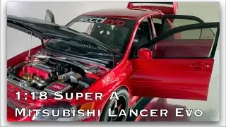 Super A 1/18 Mitsubishi Lancer Evolution IX - Metallic Red - AC20216