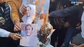 J&K Youth Congress stages protest against detention of IYC President in Assam