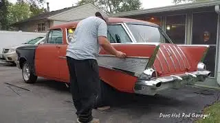 1957 Chevy Nomad Side Trim Installation. (To Be Continued Rain Delay)