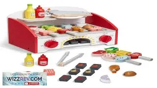 VEVOR Kids BBQ Grill Playset Wooden Grill Playset With Realistic Carbon Fire