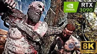 God of War - 8K RTX 3090 | Baldur Boss Fight PC Ultra Graphics Gameplay - DLSS & Ray Tracing