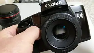 Canon EOS 100, autofocus 35mm SLR, loading with expired Colorama 200