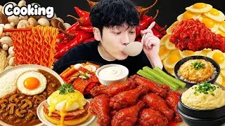 АСМР МУКБАНГ | лучшая кулинарная часть 10 # жареный цыпленок Cheetos, рисовый пирог, огненная лапша