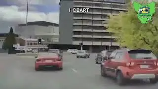 Idiot Driver Turns Right from Left Lane Hobart Railway Roundabout Fail