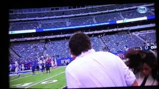 Pam Oliver gets hit in the head during preseason game 8.18.13 ouch!