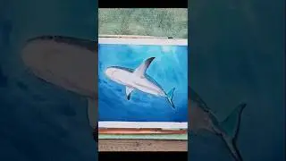 Shark in watercolor tutorial for beginners #watercolorlessons #sharks #watercoloring #watercolor