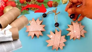 Easy Paper Christmas decor Tutorial /Toilet Paper Roll Winter Ornaments / Recycling Decorations DIY