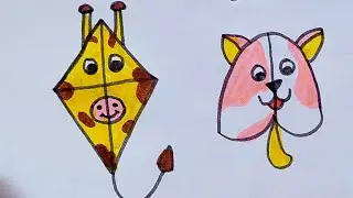 How to draw Cute kites drawing&colouring😍 satisfying colouring|brushpen colouring|kite drawing easy🪁