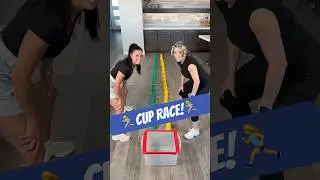 1v1 Cup Race Split Win! 🤸&zwj;♀️ #familygames #challenges #funtimes #games #shortsvideo