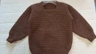 Easy round neck crochet sweater for 5 to 6 year old😍