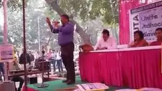 Dr Aditya Narayan Misra [Former President DUTA & FEDCUTA] addressed DUTA DHARNA on 4th Nov.2016