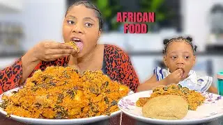 THE FAMOUS EGUSI SOUP AND PUMPKINS LEAVES WITH WHEAT ASMR (ft my 2 year old daughter).