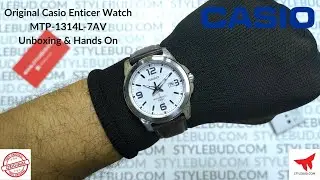 WW0461 Casio Enticer Leather Belt Watch MTP-1314L-7AV Unboxing & Hands On