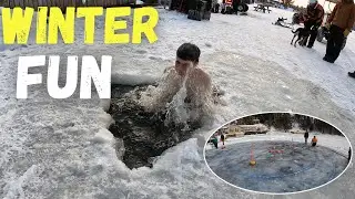 Купание в замерзшем озере! | Джакузи на дровах!