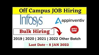 Infosys | Appinventiv Off Campus Drive 2022 | 2021 | 2020 | 2019 - Job in infosys | No % Criteria