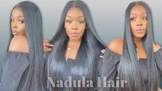 No More Frontals! 32' long Jet Black Middle Part 5'5 HD Lace closure Wig! Easy Install! Nadula Hair