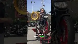Watch Her Nail This First Motorcycle Ride! Epic Fan Challenge! #shorts