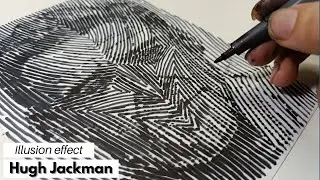 Drawing #93: Hugh Jackman as Wolverine - Mask Illusion Drawing with Ink Pen