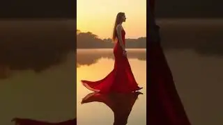 Model walking on the water. #ocean #water #model #red #maxi #hot #modeling