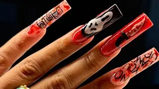 👻DAY 3 OF HALLOWEEK👻 let&rsquo;s recreate my GHOSTFACE NAILS|spooky nails
