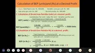 Exercise 7 How to calculate BEP at a desired profit