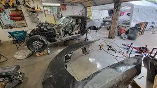 Corvette body work.  c3 corvette fiberglass Crack repair.